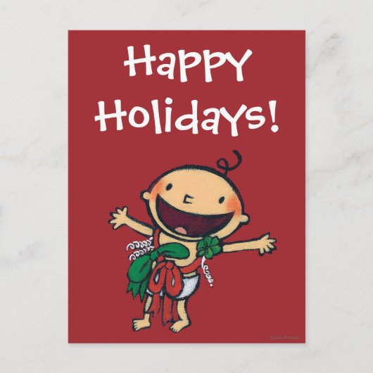 Baby in Bogen voor Kerstmis wordt verpakt die Feestdagenkaart (Voorkant)