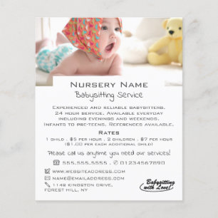 Baby in Cot, Babysitter, Daycare, Nursery Advert Flyer