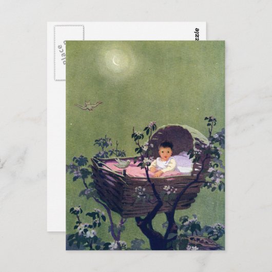 Baby in Cradle in Tree Lullaby Briefkaart (Voorkant / Achterkant)