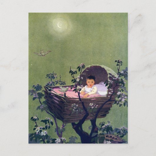 Baby in Cradle in Tree Lullaby Briefkaart (Voorkant)