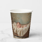 Baby in Cradle Papieren Bekers (Achterkant)