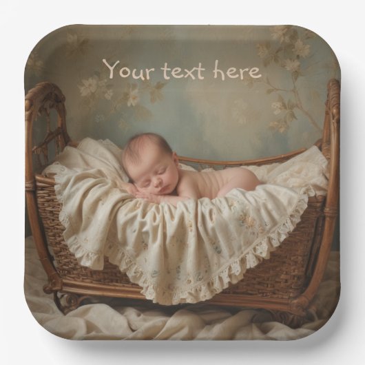 Baby in Cradle Papieren Bordje (Voorkant)