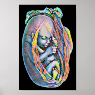 Baby in de Abstracte anatomische kunst van de baar Poster