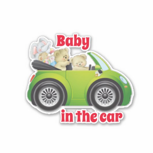 Baby in de autosnede sticker (Voorkant)