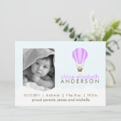 Baby in de geboorteaankondigingen van de luchtball aankondiging (Staand voorkant)