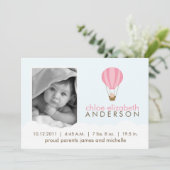 Baby in de geboorteaankondigingen van de luchtball aankondiging (Staand voorkant)