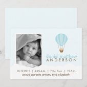 Baby in de geboorteaankondigingen van de luchtball aankondiging (Voorkant / Achterkant)