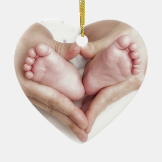 Baby in de handen van de moeder keramisch ornament (Voorkant)
