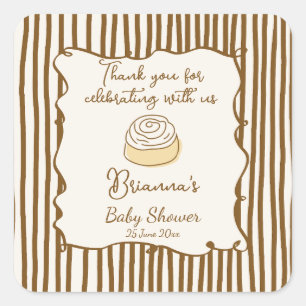 Baby in de oven bakkende baby shower favor vierkante sticker