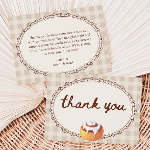 Baby in de Oven Gingham Bakkerij Baby Shower  Bedankkaart