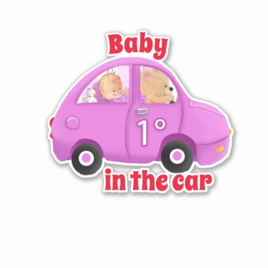 Baby in de roze snede sticker (Voorkant)