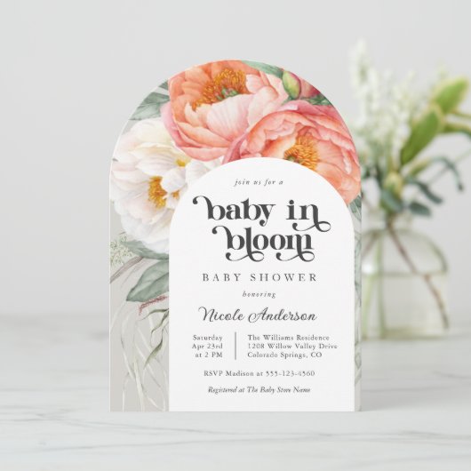 Baby in de Waterverf Bloom Floral Baby shower Kaart (Staand voorkant)