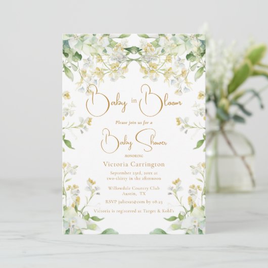 Baby in de Waterverf Bloom Floral Baby shower Kaart (Staand voorkant)