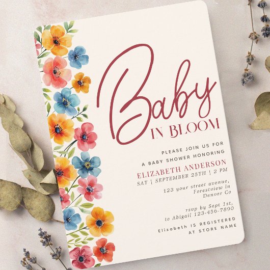 Baby in de Waterverf Bloom Floral Baby shower Kaart