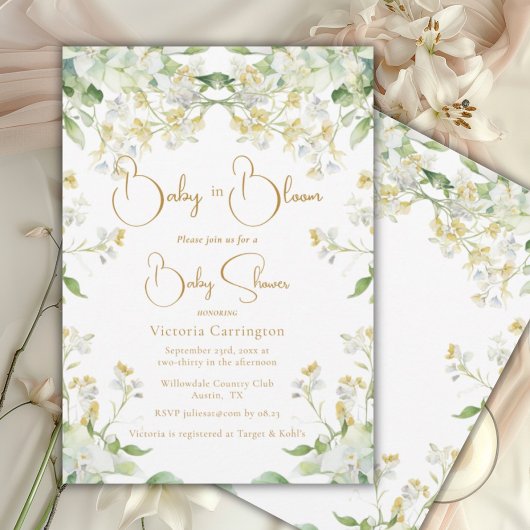 Baby in de Waterverf Bloom Floral Baby shower Kaart