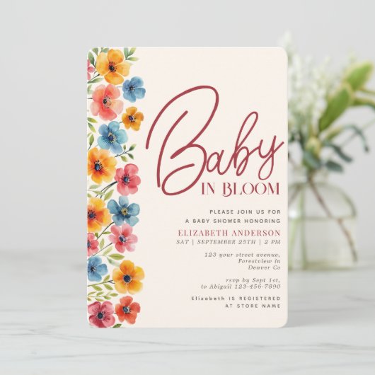 Baby in de Waterverf Bloom Floral Baby shower Kaart (Staand voorkant)