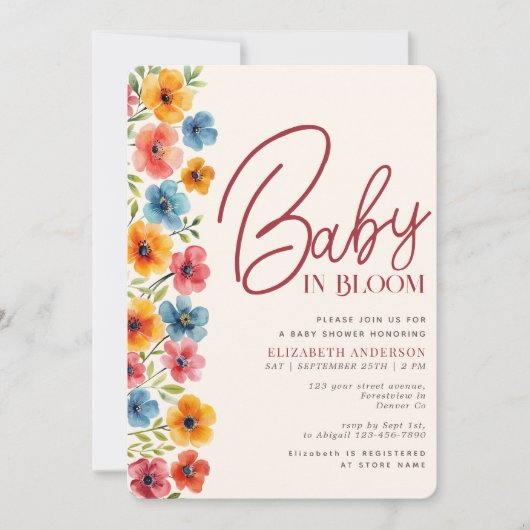 Baby in de Waterverf Bloom Floral Baby shower Kaart (Voorkant)