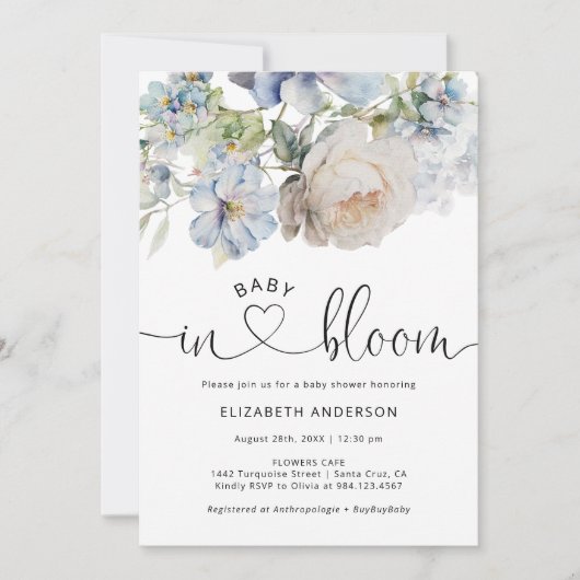 Baby in de Waterverf Bloom Floral Baby shower Kaart (Voorkant)