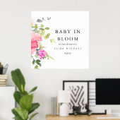 Baby in de Waterverf Bloom Floral Baby shower Poster (Thuiskantoor)
