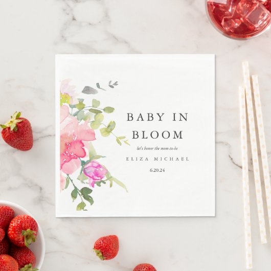 Baby in de Waterverf Bloom Floral Baby shower Servet (Insitu)