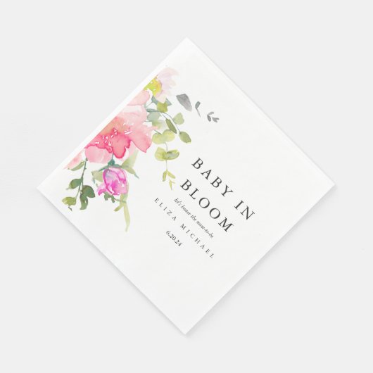 Baby in de Waterverf Bloom Floral Baby shower Servet (Hoek)