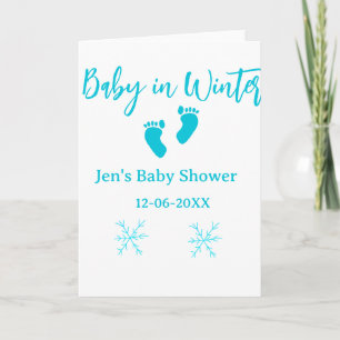 Baby in de winter baby shower blauwe babyvoeten sn kaart