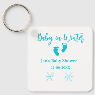 Baby in de winter baby shower blauwe babyvoeten sn sleutelhanger