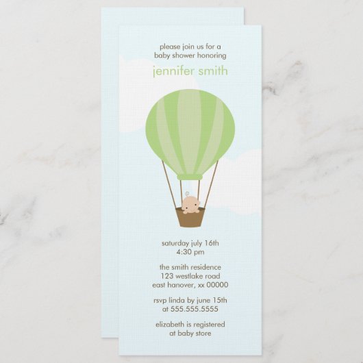 Baby in een ballon kaart (Voorkant / Achterkant)