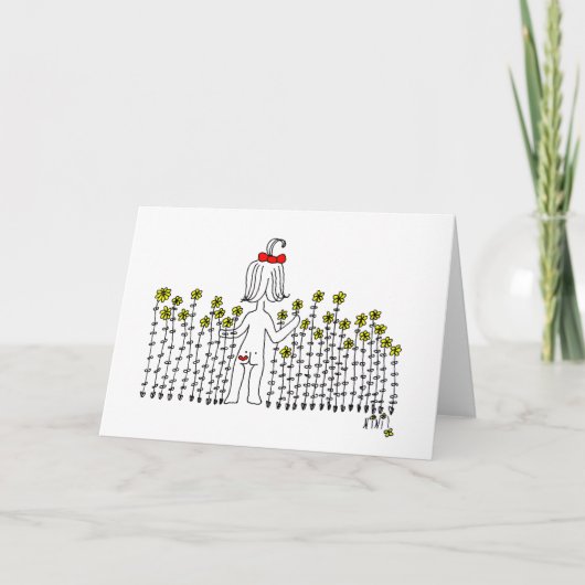 Baby in een bloemenveld bedankkaart (Voorkant)