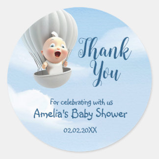 Baby in een Hot Air Baloon | BABY SHOWER Ronde Sticker