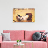 Baby in een kinderbedje tijdens een overstroming ( canvas afdruk (Insitu (Woonkamer))