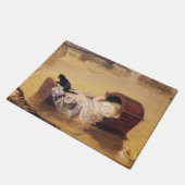 Baby in een kinderbedje tijdens een overstroming ( deurmat (Schuin)