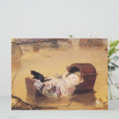 Baby in een kinderbedje tijdens een overstroming ( kaart (Staand voorkant)