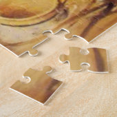 Baby in een kinderbedje tijdens een overstroming ( legpuzzel (Zijkant)