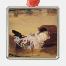 Baby in een kinderbedje tijdens een overstroming ( metalen ornament