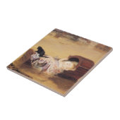 Baby in een kinderbedje tijdens een overstroming ( tegeltje (Zijkant)