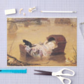 Baby in een kinderbedje tijdens een overstroming ( tissuepapier (Craft)