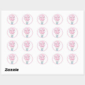 Baby in een roze ballon ronde sticker (Vel)
