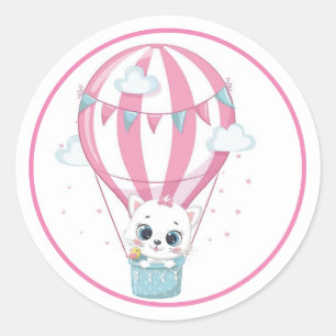 Baby in een roze ballon ronde sticker