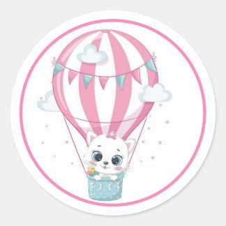 Baby in een roze ballon ronde sticker