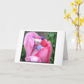 Baby in een roze tulp kaart (Gele Bloem)