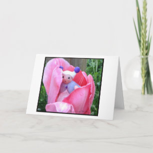 Baby in een roze tulp kaart
