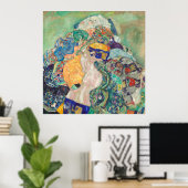 Baby in een slede door Gustav Klimt Poster (Thuiskantoor)
