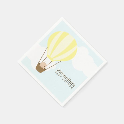 Baby in Geel Hot Air Ballon Baby shower Servetten (Hoek)