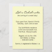 Baby in gele Tulip Baby shower Uitnodiging (Achterkant)