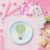 Baby in Groene Hete Luchtballon Baby shower Papieren Bordje (Feest)