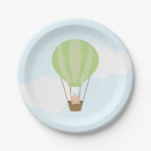 Baby in Groene Hete Luchtballon Baby shower Papieren Bordje (Voorkant)