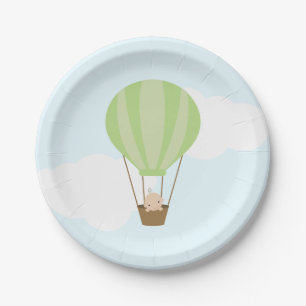 Baby in Groene Hete Luchtballon Baby shower Papieren Bordje