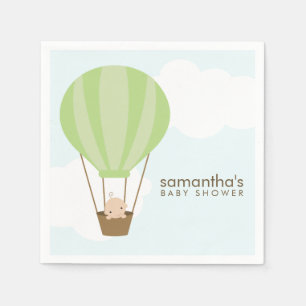 Baby in Groene Hete Luchtballon Baby shower Servetten