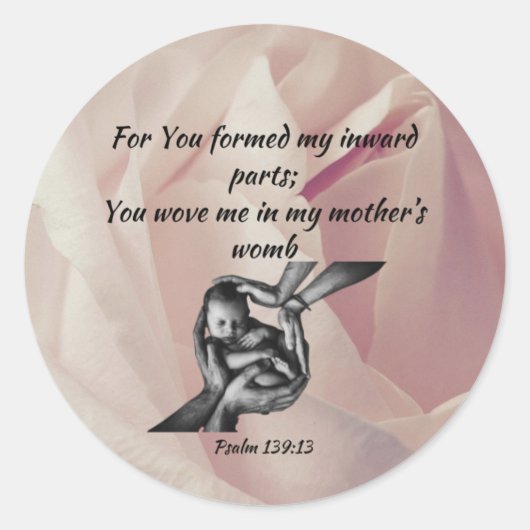 Baby in handen Klassieke ronde Sticker (Voorkant)